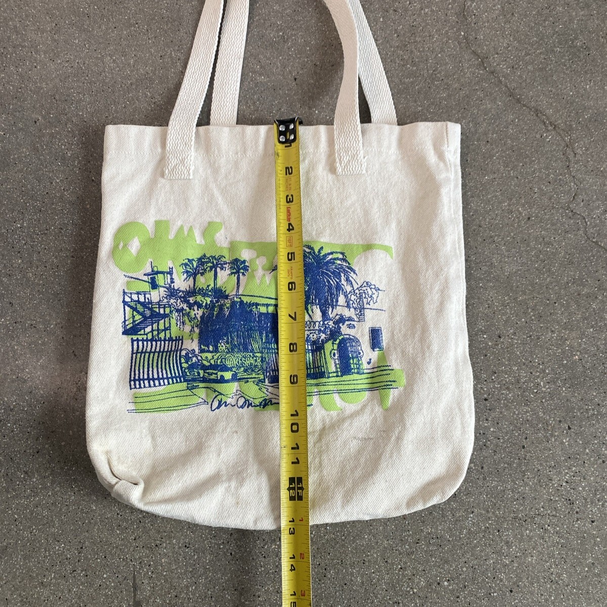 Shake Shack mini ivory canvas tote bag with blue & green design | eBay