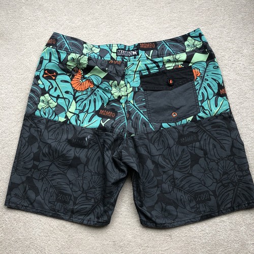 Pantalones Cortos Mambo Para Hombres Patrón Floral Negro Verde Talla W36 - Imagen 12 de 18