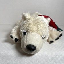 FAO Schwarz White Polar Bear Red Scarf Christmas Plush Stuffed Animal Toy 12"