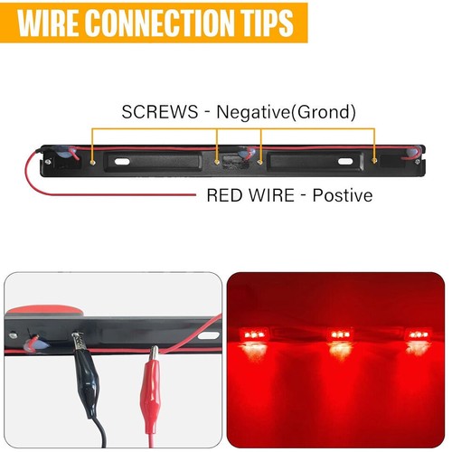 12V Red LED Stainless Rear Clearance ID Marker Light Bar Truck Trailer Tail Lamp - Picture 4 of 14