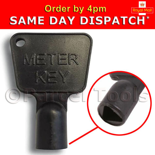 METER BOX KEY With Keyring Hole Black Plastic Utility Gas Electric Electricity - Picture 1 of 1