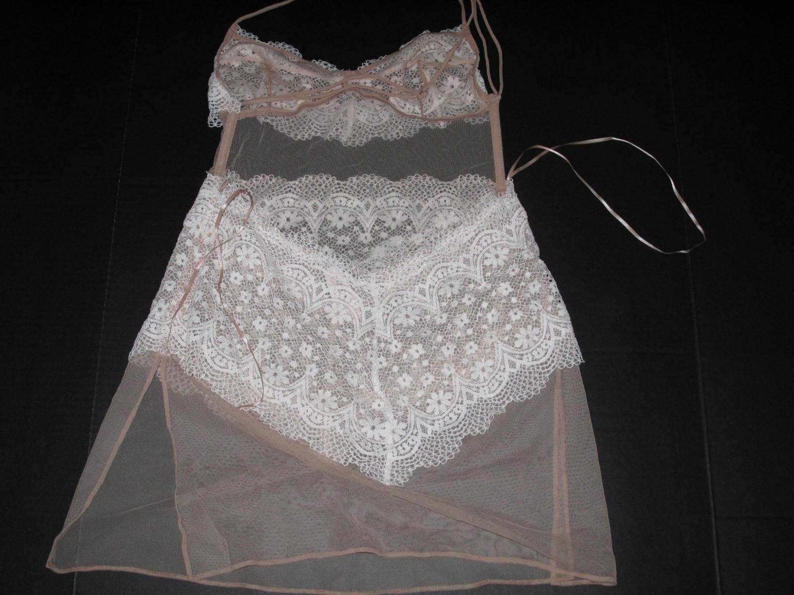 VICTORIA'S SECRET VERY SEXY BEIGE COCONUT CROCHET LACE BRA + SLIP SET U Pick image 6
