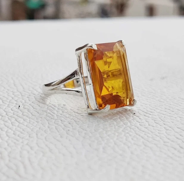 Citrine Gemstone Ring Handmade 925 Sterling Silver Partyware Ring All Size R344 - Image 3 of 4