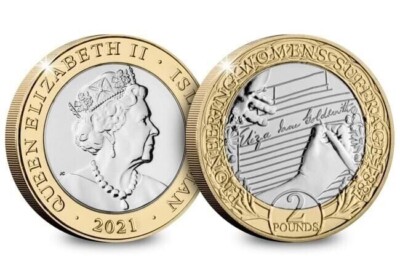 ISLE OF MAN 2 POUND ELIZA JANE GOLDSMITH WOMENS SUFFRAGE BU 2021