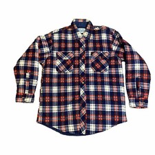 Vintage Outdoor Exchange Large Flannel Blue Red Plaid Quilted Lined Jacket