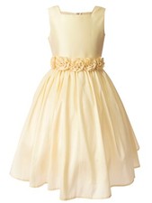 Girls Flower Girl Dress with Rolled Flower Waistband and Bolero