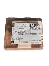 Stampin' Up 2007 RETIRED "Holidays Wishes" NEW Wood Rubber Stamp Set