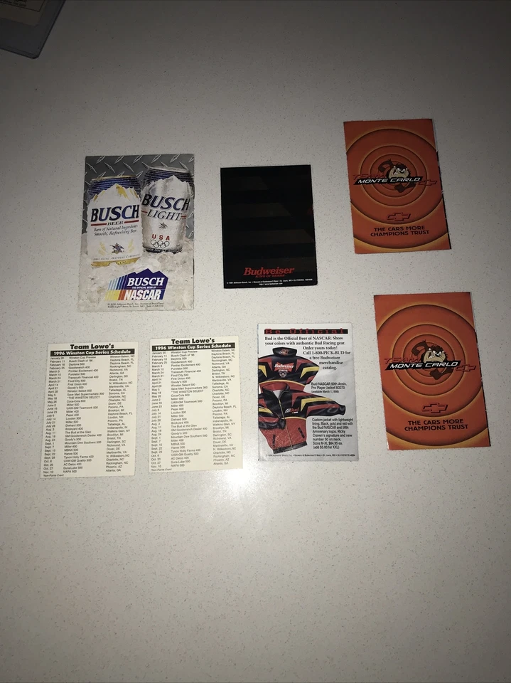  Winston Cup 1990 Carreras Nascar Bolsillo Horarios Lote x7 Lowes Budwesier Coche Foto 2 de 2