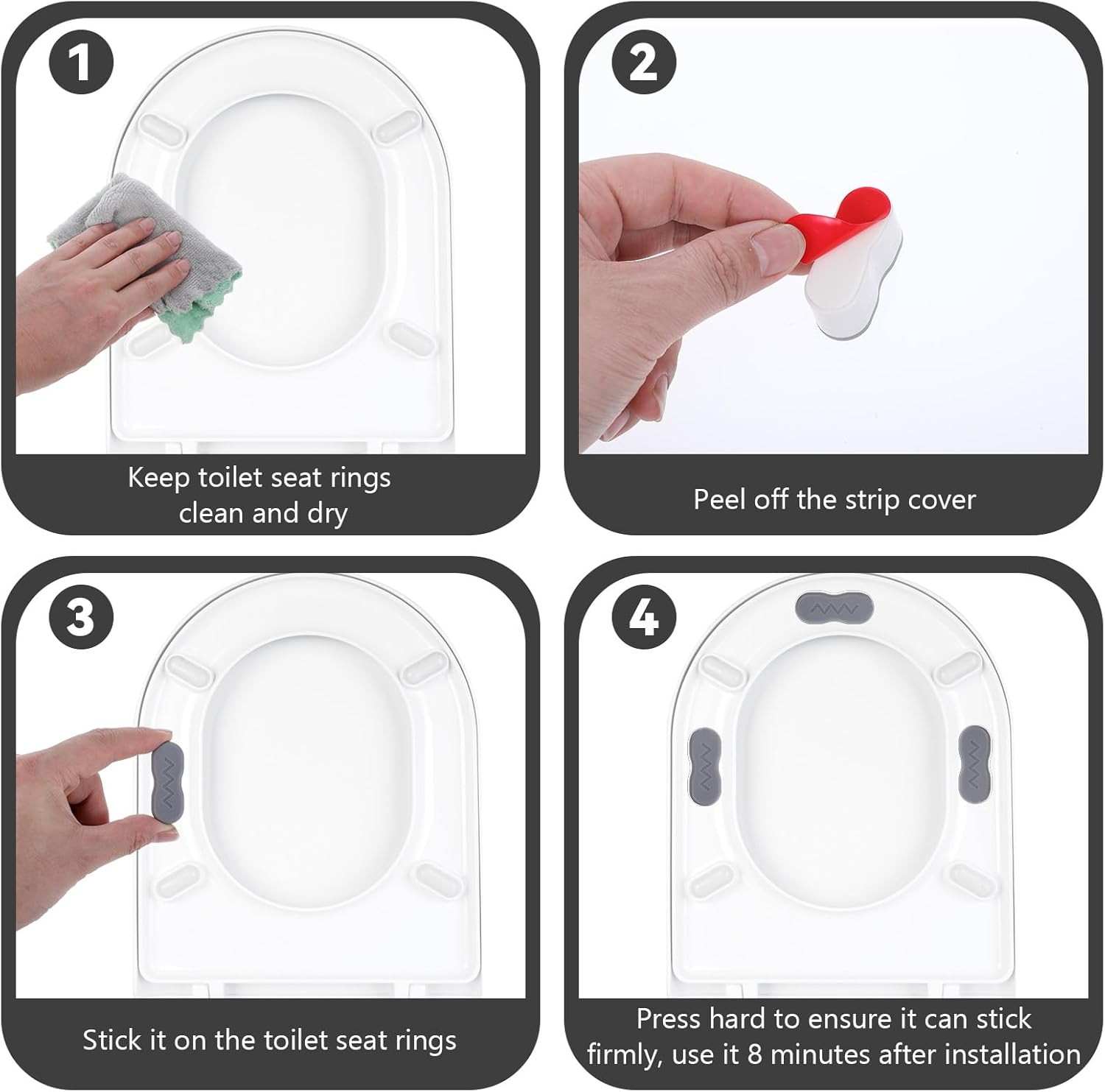 8Pcs Bidet Height-Increasing Pads Toilet Seat Risers Toilet Lid Rubber Bumpers w