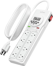 8 Outlet Surge Protector with 7-Day Digital Timer 4 Outlets Timed, 4 Outlets...