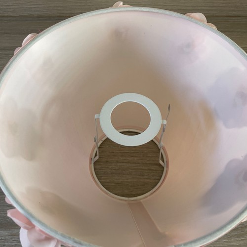 Table Lamp Shade - Pink With Flowers - Pre-Loved - Height 16.5 cms - Picture 7 of 8