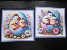 SALE --  2 x EASTER CHICK'S  IN A DECORATIVE EGG  Card Toppers Set 1