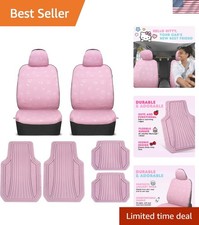 Adorable Hello Kitty Faux Leather Car Seat Covers Heavy-duty Rubber Mats Set Adorable Hello Kitty Faux Leather Car Seat Covers Heavy-duty Rubber Mats Set