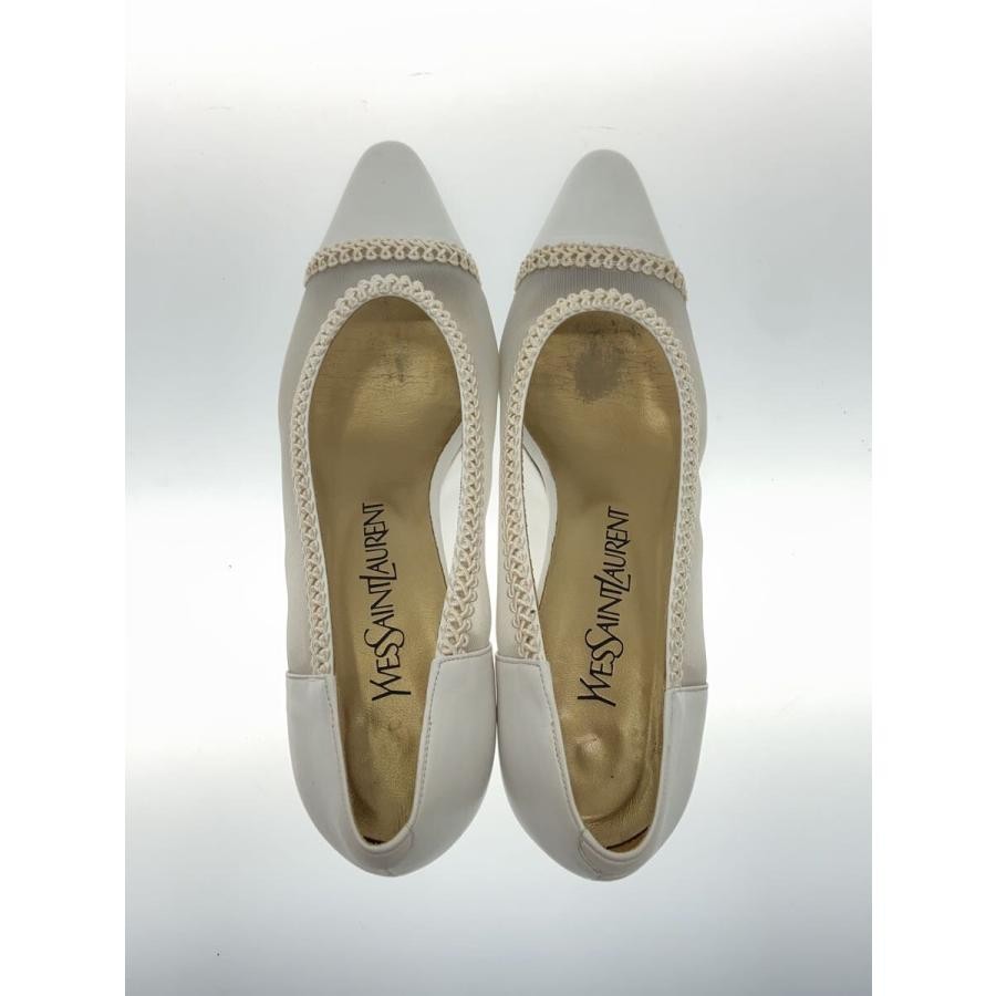 Decolte Yves Saint Laurent YSL tacco EU 35 5 pelle bianca dal Giappone 101523K Autentiche