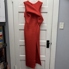 ASOS DESIGN Red Sculptural Drape Maxi Dress Sleeveless Slit US 4 EUC