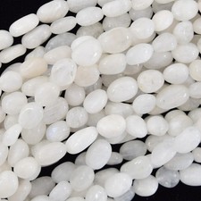 7mm - 9mm natural white moonstone pebble nugget beads 15.5" strand