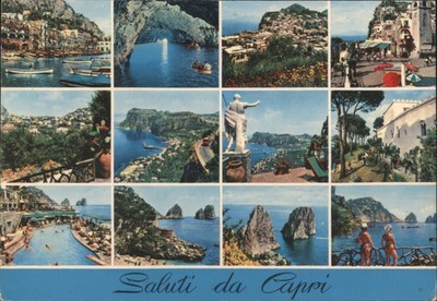 Capri, Italy Saluti da Capri, Multiple Scenic Views Original Vintage Postcard