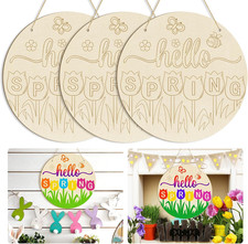 Large Size 12" Wooden Spring Ornaments to Paint, Flower Wooden DIY Blank Unfinis