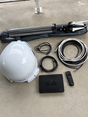 KING DT4400 HD DISH Tailgater 4 Bundle - Antena, Receiver,  Stand and Cables