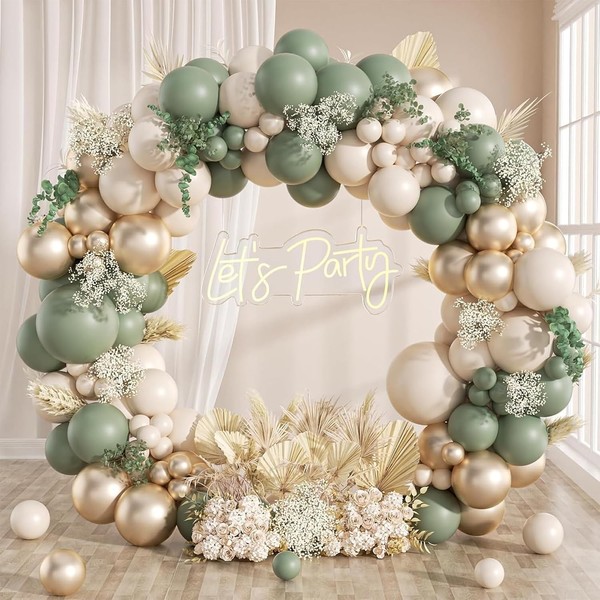 Luftballons Girlande GrüN Beige 108 StüCk FüR Geburtstag Hochzeit Deko-image