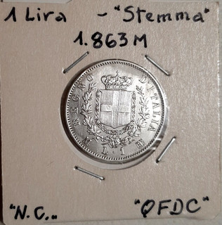 REGNO D'ITALIA VITTORIO EMANUELE II 1 LIRA 1863 M STEMMA