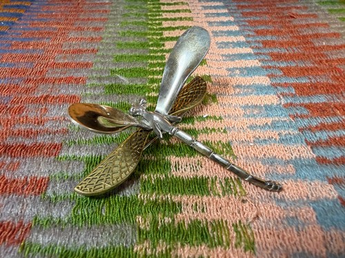 Sterling Silver & Brass Dragonfly Brooch