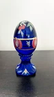 Vintage Fenton cobalt blue glass egg handpainted in USA and signed #738/3000