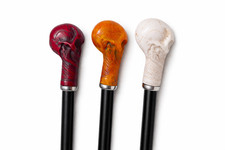 Set of 3 Skull Head Walking Cane Handles with Black Stick Gothic Vintage for Men