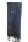 Collectors Amazing Lao Design / Urban Zen Long Silk Ikat Black Blue Scarf Runner — photo 1