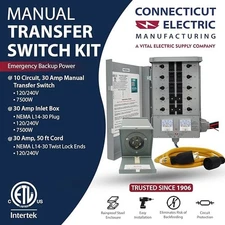 Connecticut Electric EmerGen Manual Transfer Switch Kit EGS107501G2K50 30A/50FT