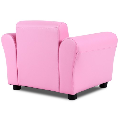 Costway 2PCS Kids Sofa Armrest Chair Couch Children Toddler Girl w/ Ottoman Pink - Picture 4 of 7
