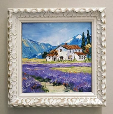 Lavender Field Painting Provence Original Art Impasto Oil Painting Unframed 6х6