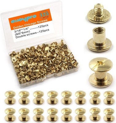 Chicago Screws Assorted Kit Golden Leather Rivets Screw Rivets Slotted Phillip H
