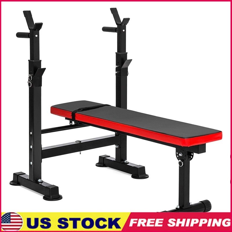 Adjustable Olympic Workout Bench W/ Squat Rack Folding Weight Lifting Station US