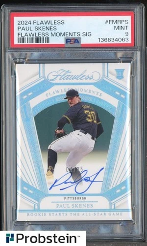 2024 Panini Flawless Moments Paul Skenes RC Rookie ON CARD AUTO 4/25 PSA 9