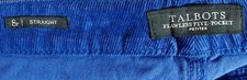 TALBOTS 8P STRAIGHT FLAWLESS FIVE POCKET Corduroy Pants Blue Inseam 25" Inches