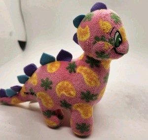 Neopets Disco Chomby Plush Pink Groovy Dinosaur Keyquest Jakks Pacific 2008
