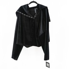 NEW Norma Kamali Oversized Side Snap Velvet Velour Jacket Black Medium