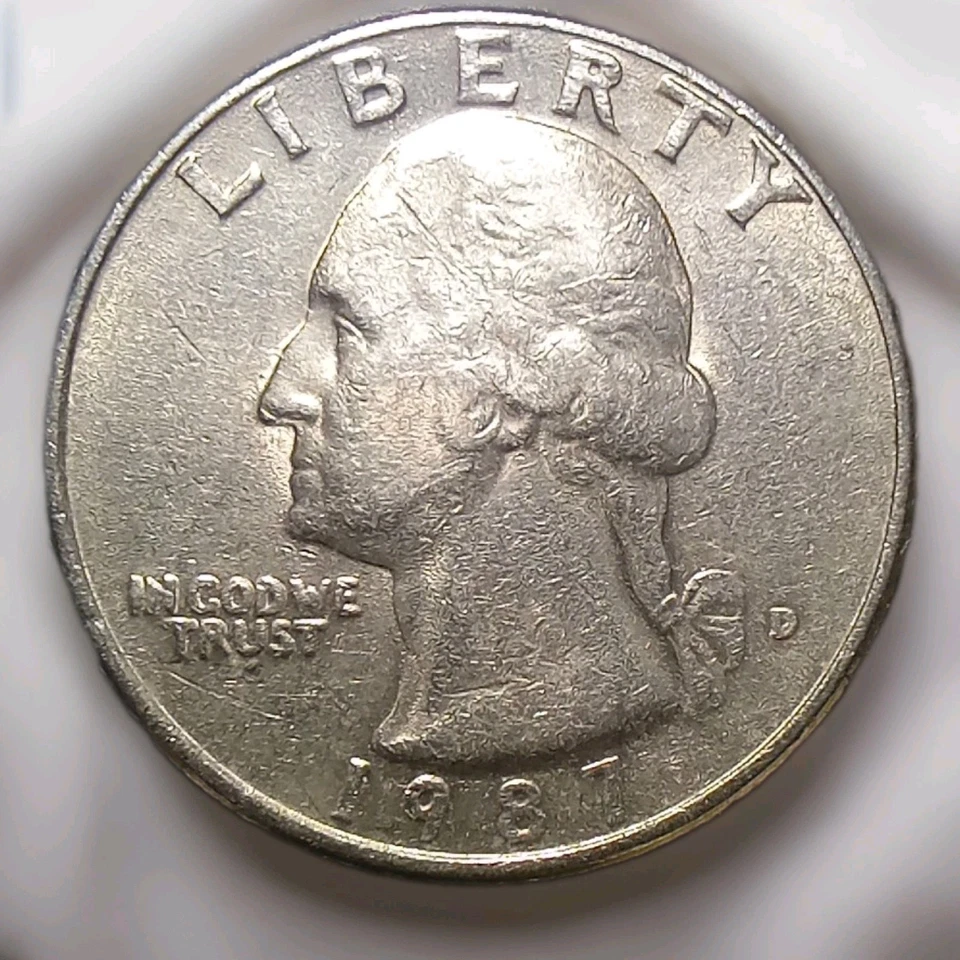 Washington Quarter A 1987 D gema revestida excelente brillo agudo golpe Foto 3 de 4