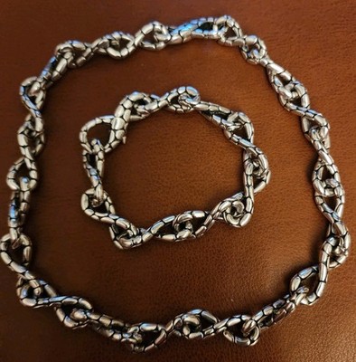 AUTHENTIC John Hardy Kali Infinity BRACELET & NECKLACE Set Sterling Silver Box