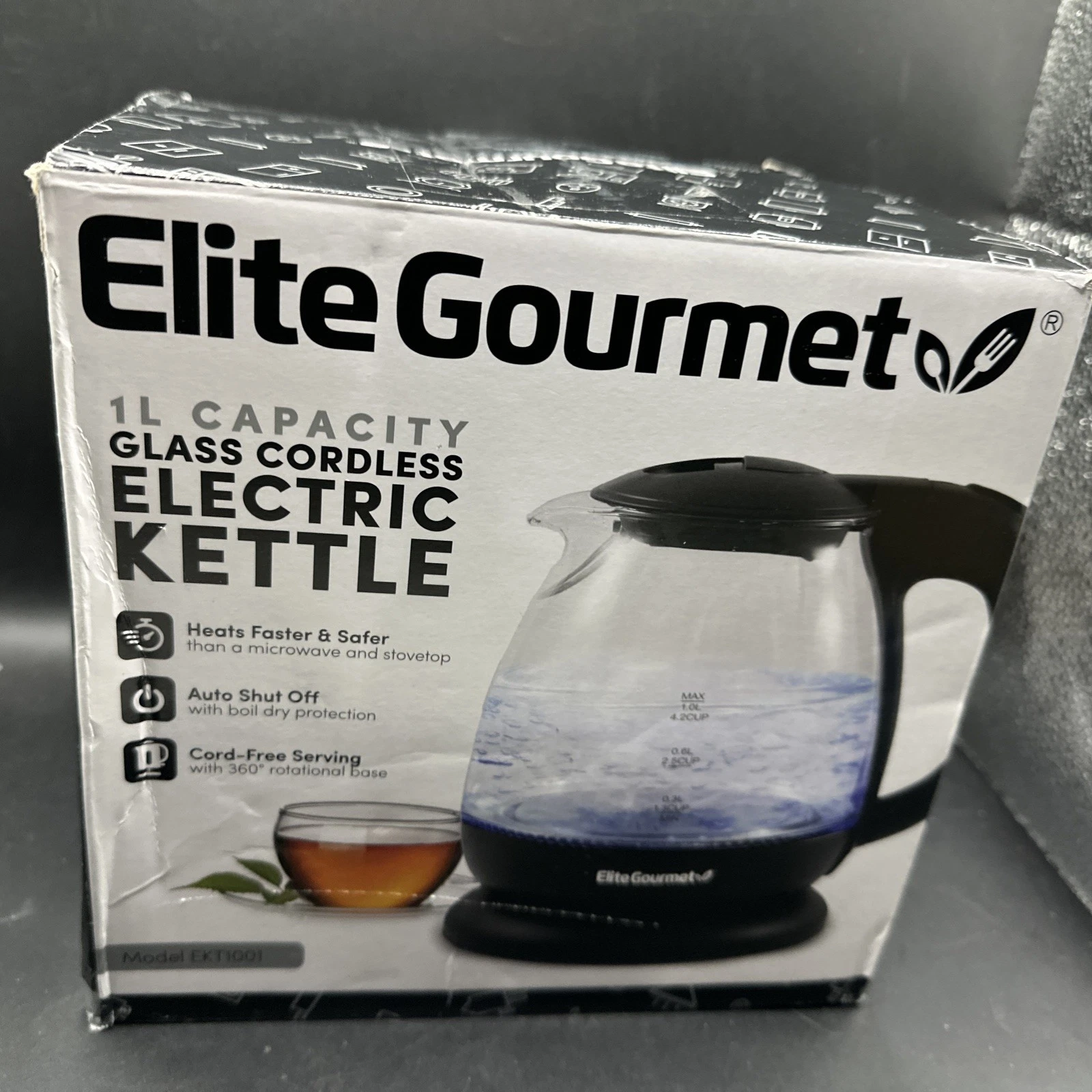 Elite Gourmet Electric Glass Kettle w/ Auto Shut-Off