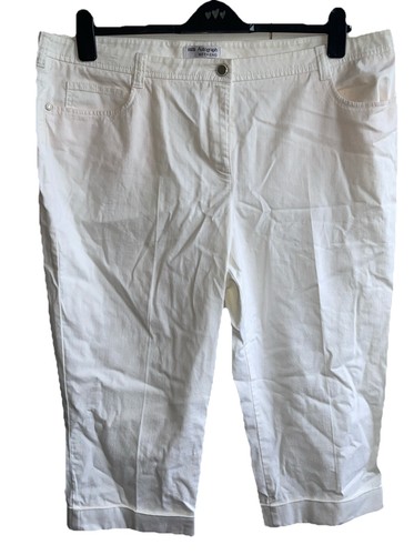 M&S Weekend Size 20 Cool Crisp Cotton Mix White Long Shorts / Cropped Trousers
