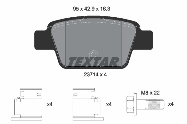 2371401 Textar brake pad set, disc brake for Alfa Romeo, Chrysler, Fiat