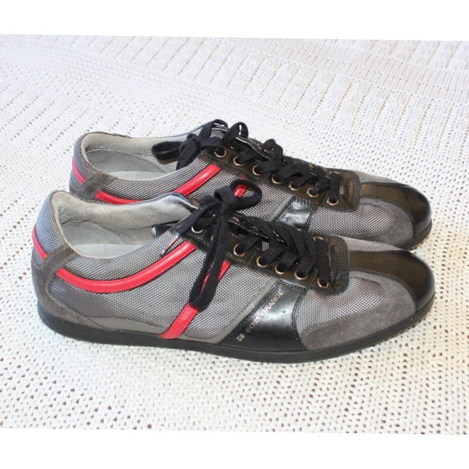 Hugo Boss Naranja Hombre Zapatillas Simbad Talla 11/11.5 Parte Superior Baja Gamuza Zapatos con Cordones Foto 2 de 4