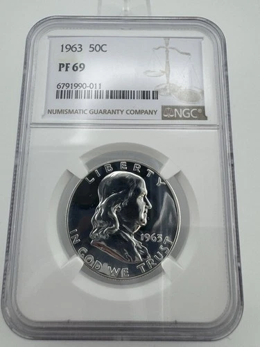 1963 PROOF FRANKLIN HALF DOLLAR 50C NGC PF 69   Beautiful