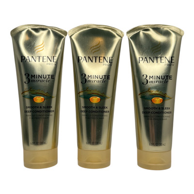 (3) Pantene Pro-V 3 Minute Miracle Smooth & Sleek Deep Conditioner 6 oz