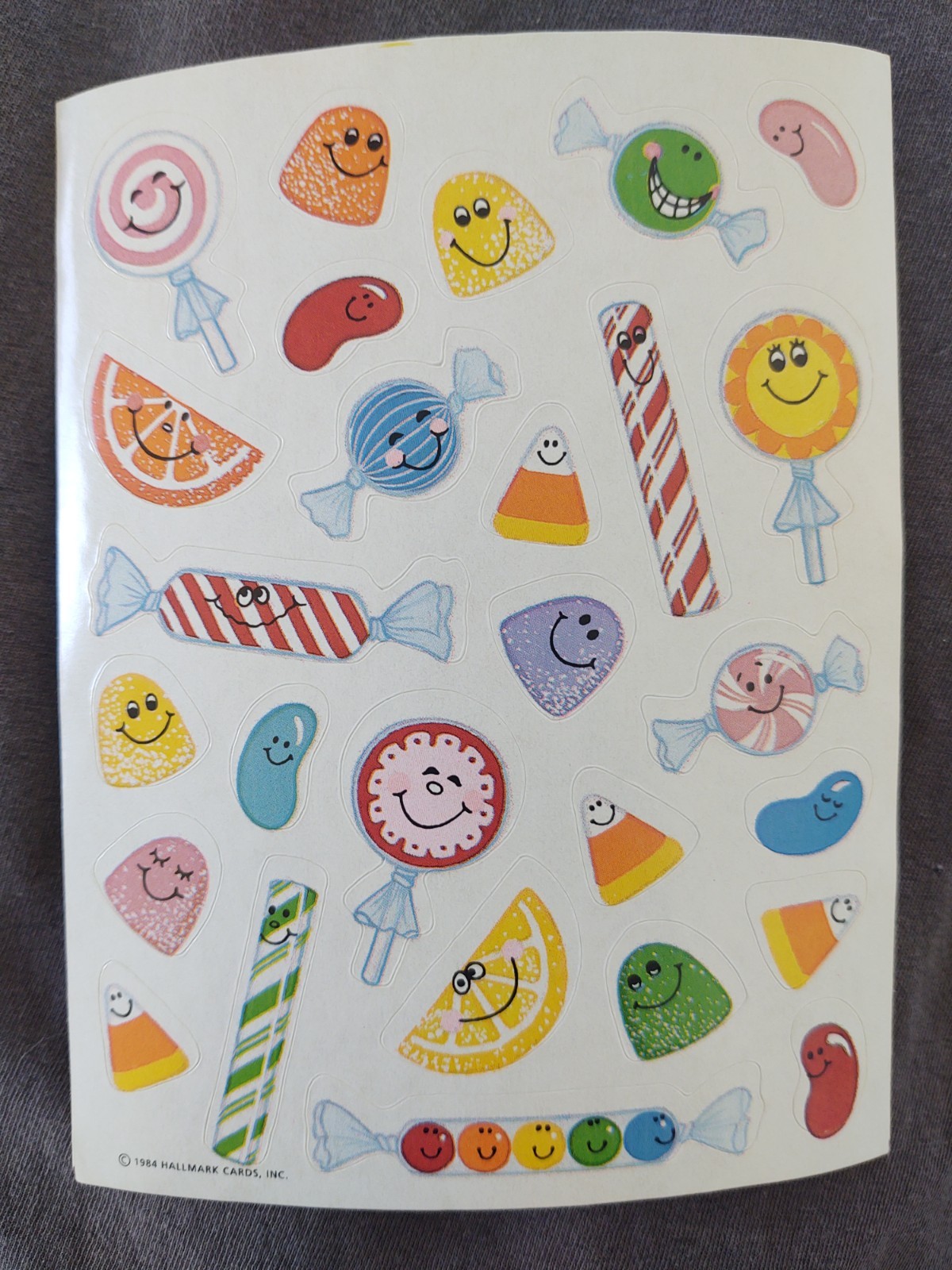1984 Vintage Hallmark Sticker Sheet – Candy with Faces
