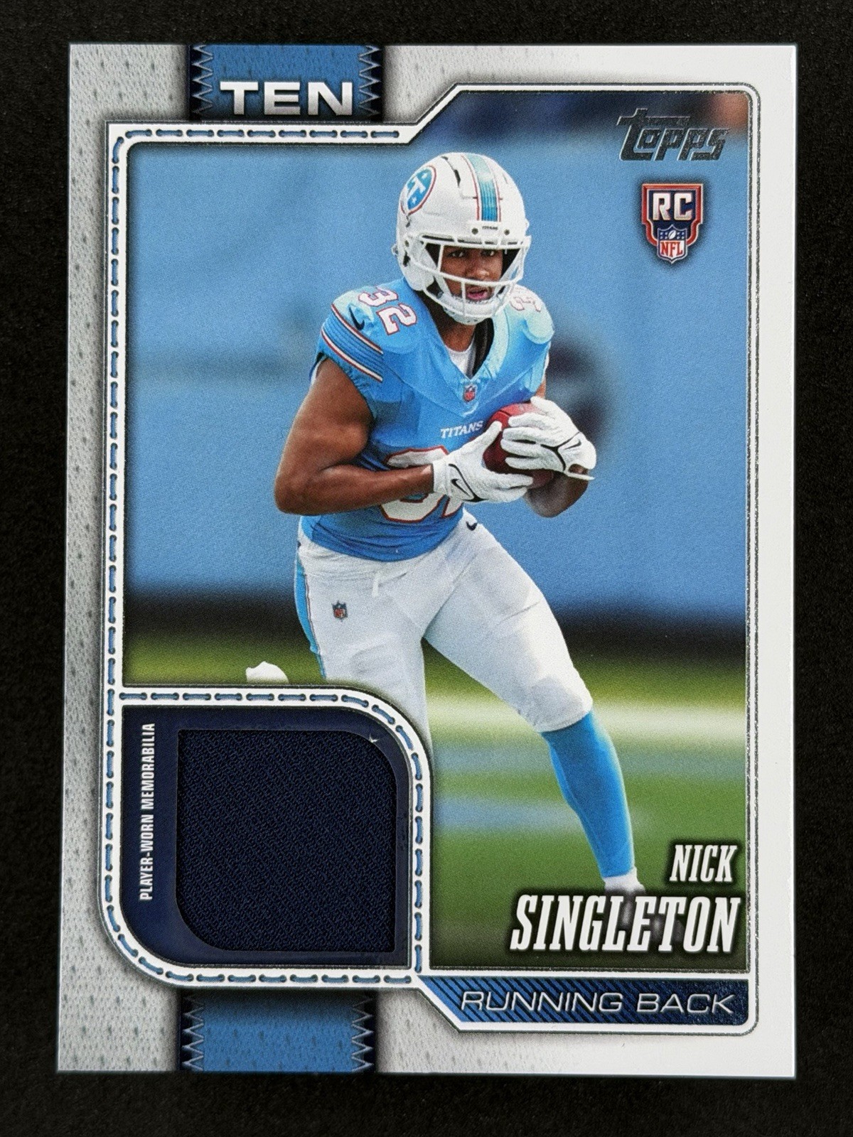 2026 Topps Flagship Football Nick Singleton Rookie Real One Relic #ROR-NS Titans