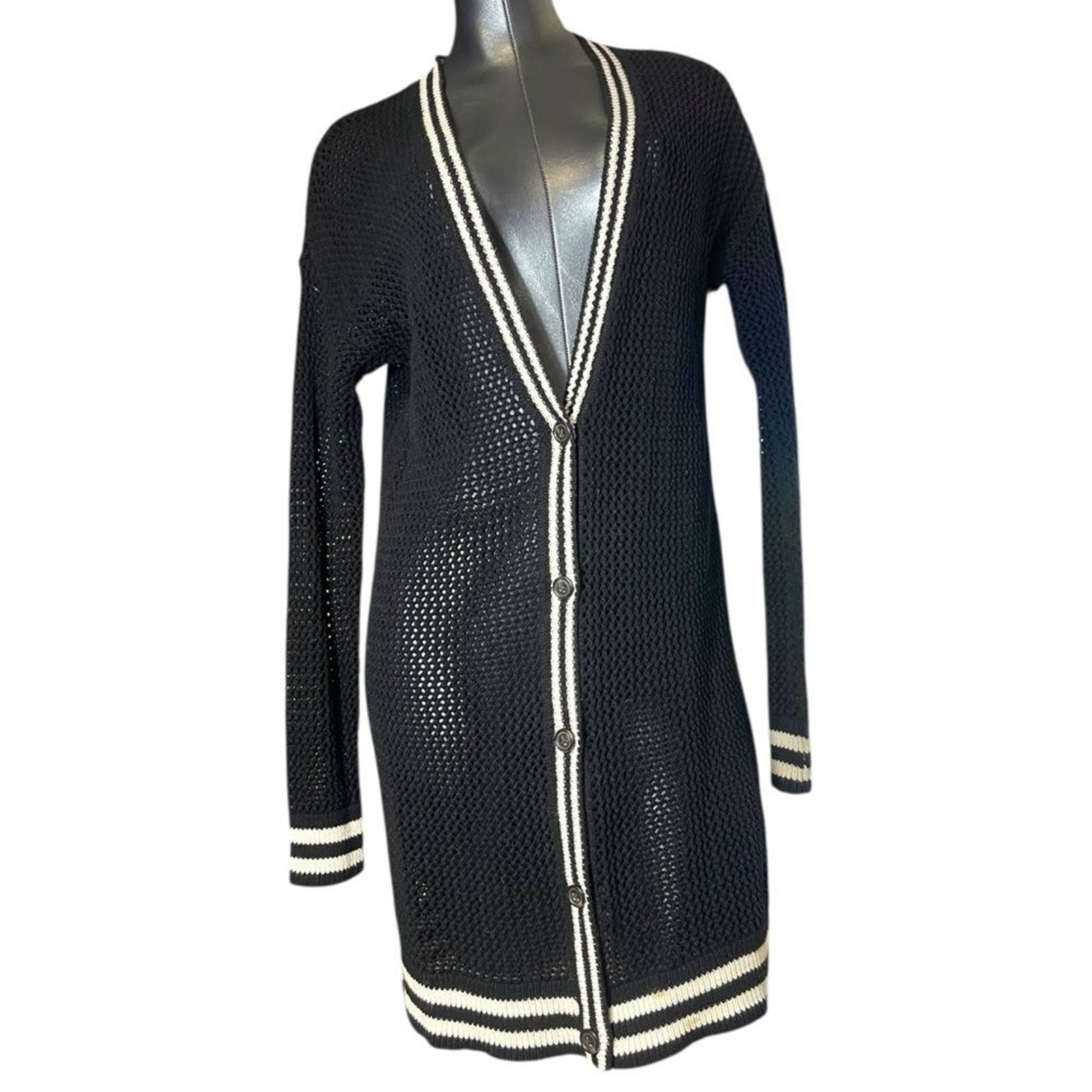 American Eagle Duster Button Black White Trim But… - image 1