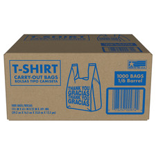 T-Shirt Carry-Out Bags, 11.5" x 6.5" x 22" 1,000 ct.